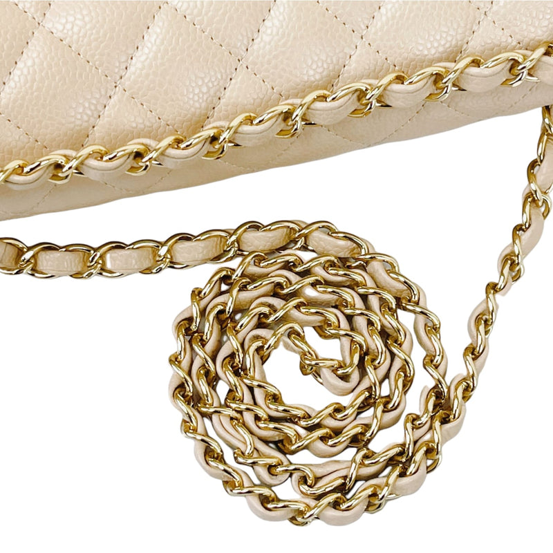 Classic Flap Medium Caviar Beige GHW