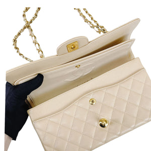 Classic Flap Medium Caviar Beige GHW