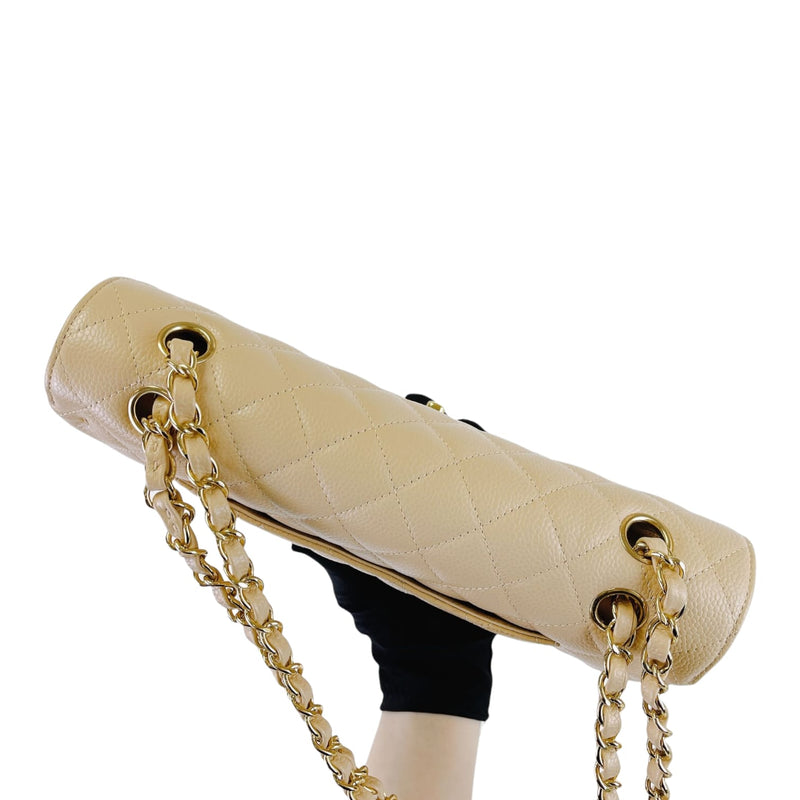Classic Flap Medium Caviar Beige GHW