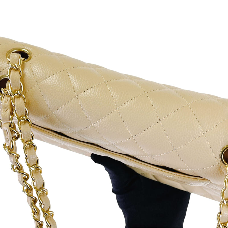 Classic Flap Medium Caviar Beige GHW