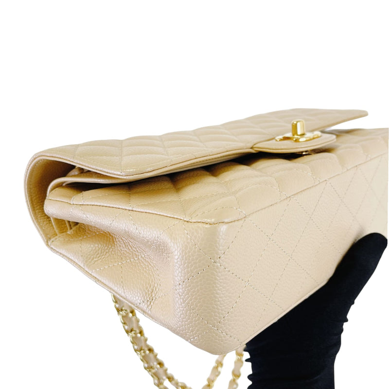 Classic Flap Medium Caviar Beige GHW