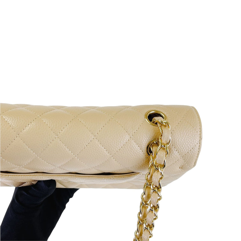 Classic Flap Medium Caviar Beige GHW