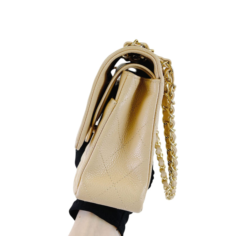 Classic Flap Medium Caviar Beige GHW