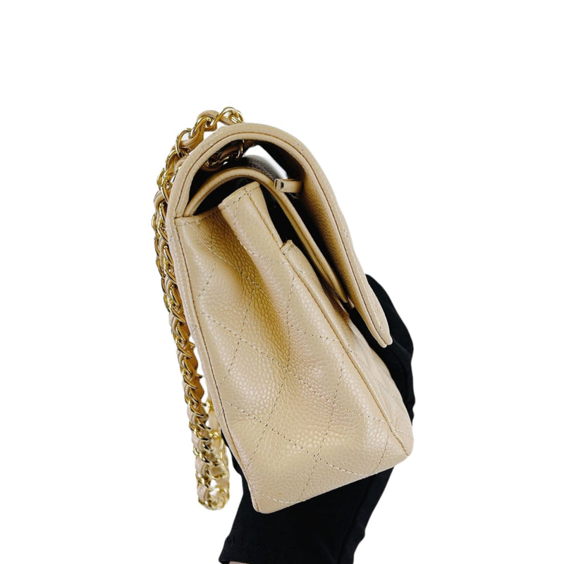Classic Flap Medium Caviar Beige GHW