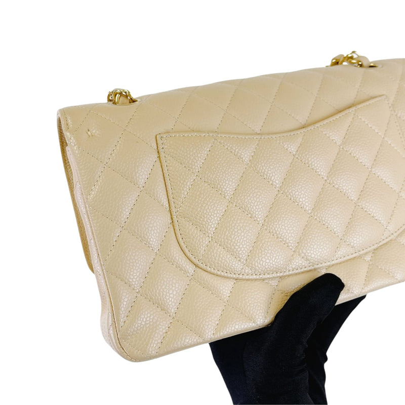 Classic Flap Medium Caviar Beige GHW