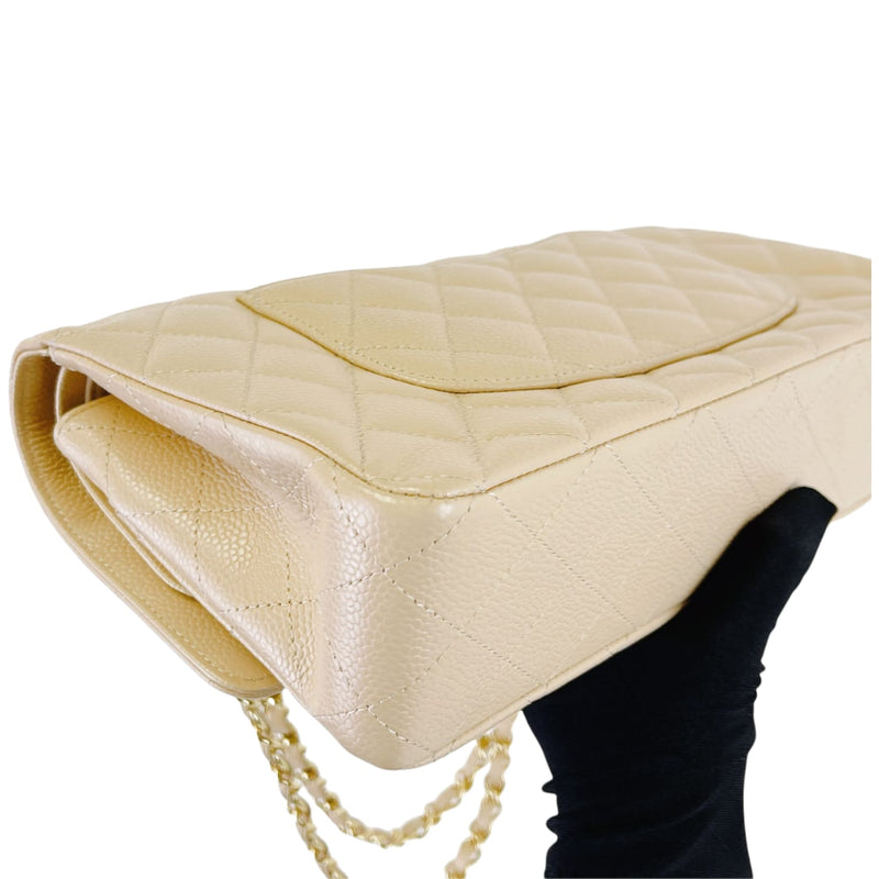 Classic Flap Medium Caviar Beige GHW