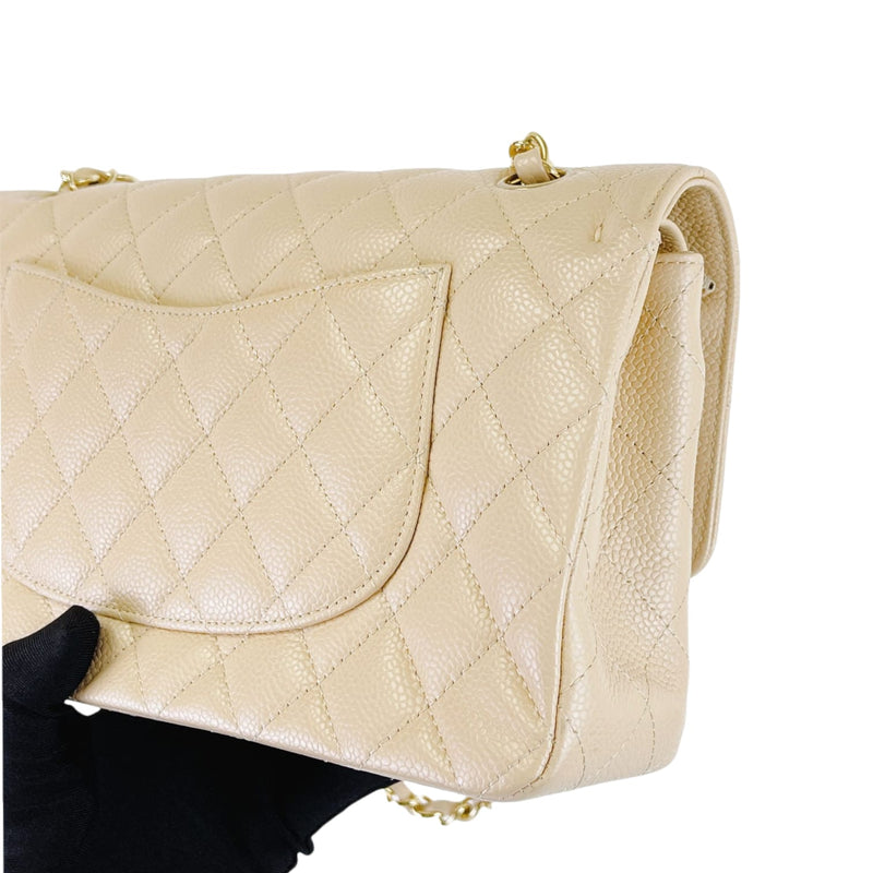 Classic Flap Medium Caviar Beige GHW