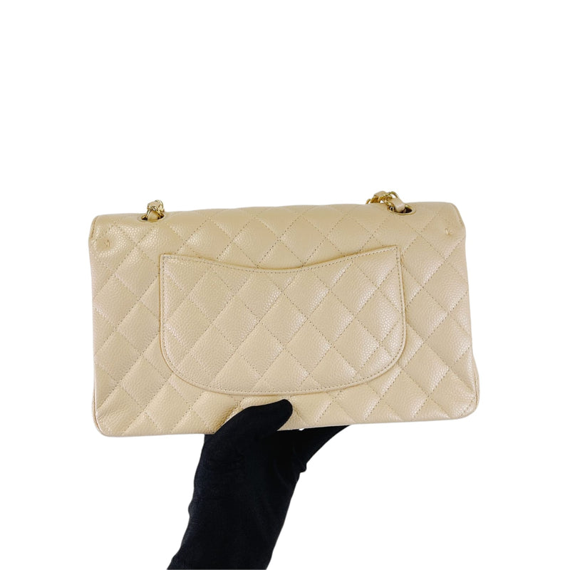 Classic Flap Medium Caviar Beige GHW