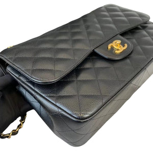 Jumbo Classic Double Flap Caviar Black GHW