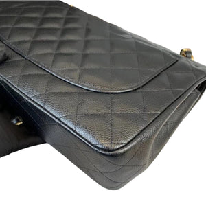 Jumbo Classic Double Flap Caviar Black GHW