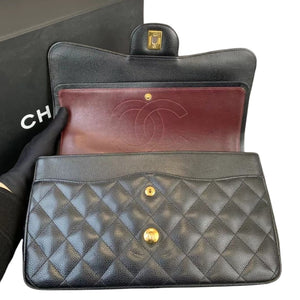 Jumbo Classic Double Flap Caviar Black GHW