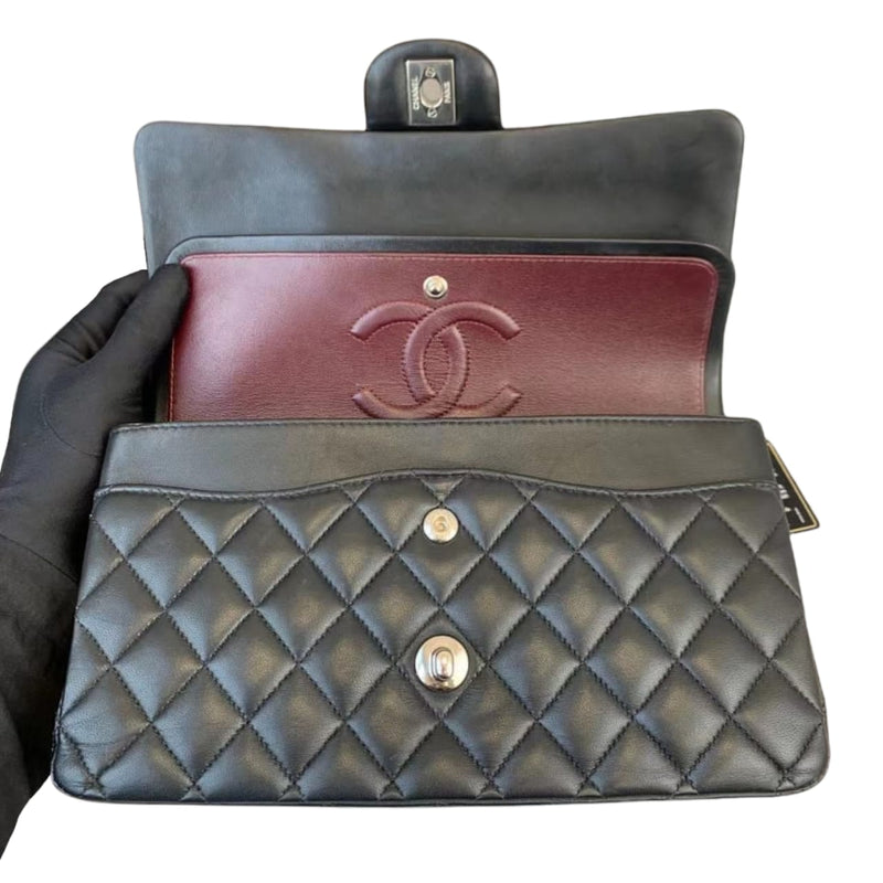 Medium Classic Double Flap Lambskin Black SHW