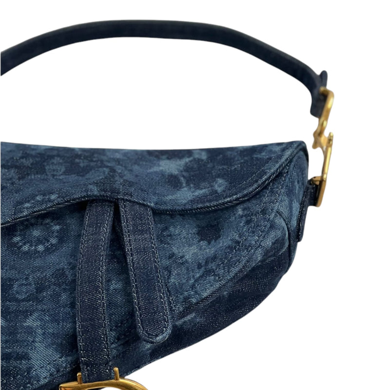 Large Saddle Bag Tie Die Printed Denim GHW