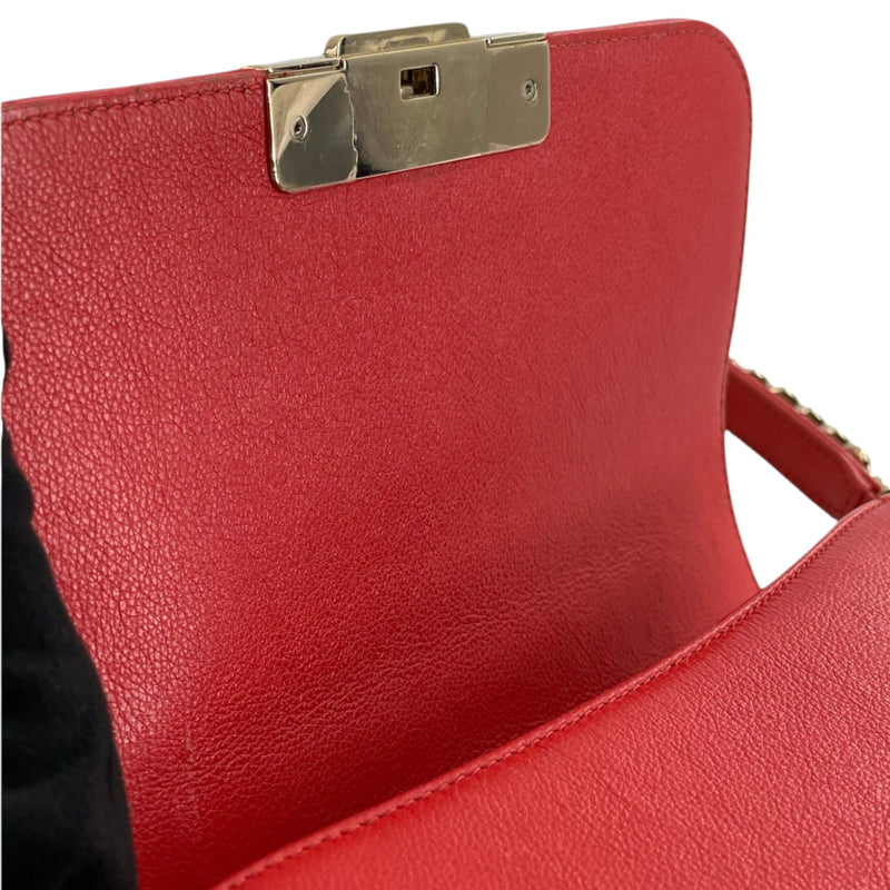 Small Label Click Bag Calfskin Red GHW