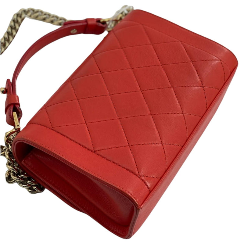 Small Label Click Bag Calfskin Red GHW