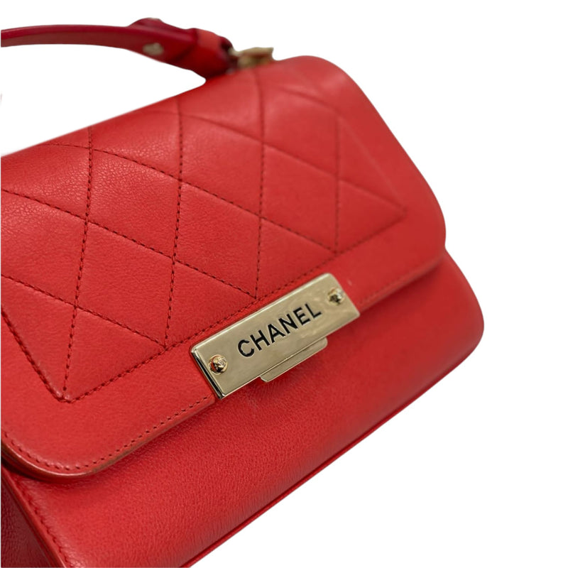 Small Label Click Bag Calfskin Red GHW