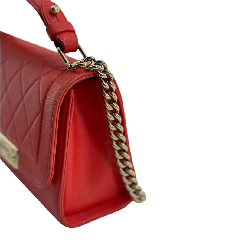 Small Label Click Bag Calfskin Red GHW