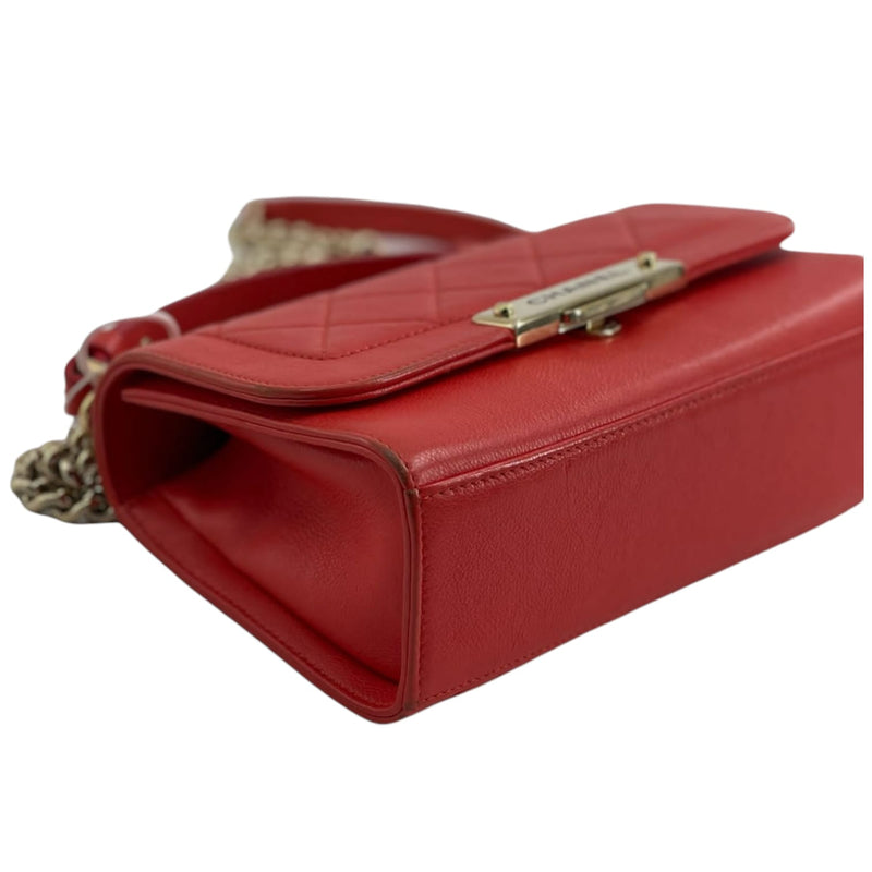 Small Label Click Bag Calfskin Red GHW