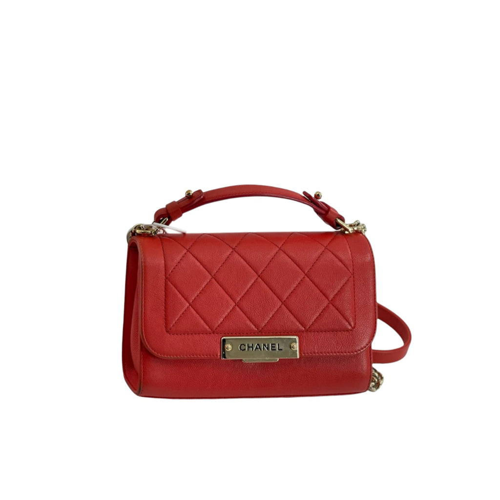 Small Label Click Bag Calfskin Red GHW