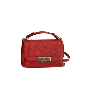 Small Label Click Bag Calfskin Red GHW