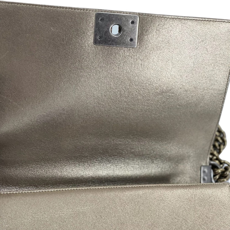 New Medium Boy Leather Gold and Silver Antique RHW