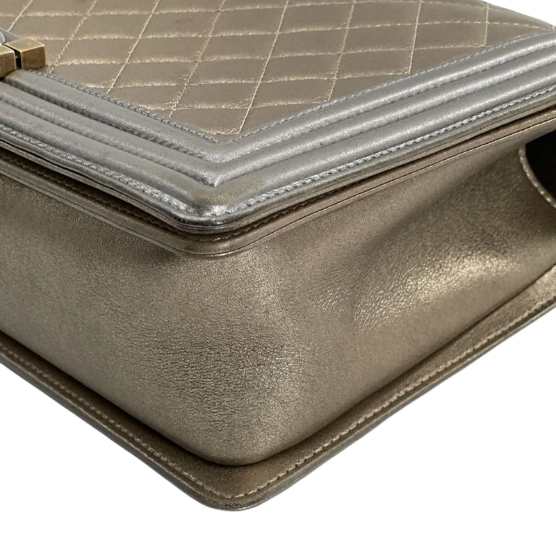 New Medium Boy Leather Gold and Silver Antique RHW