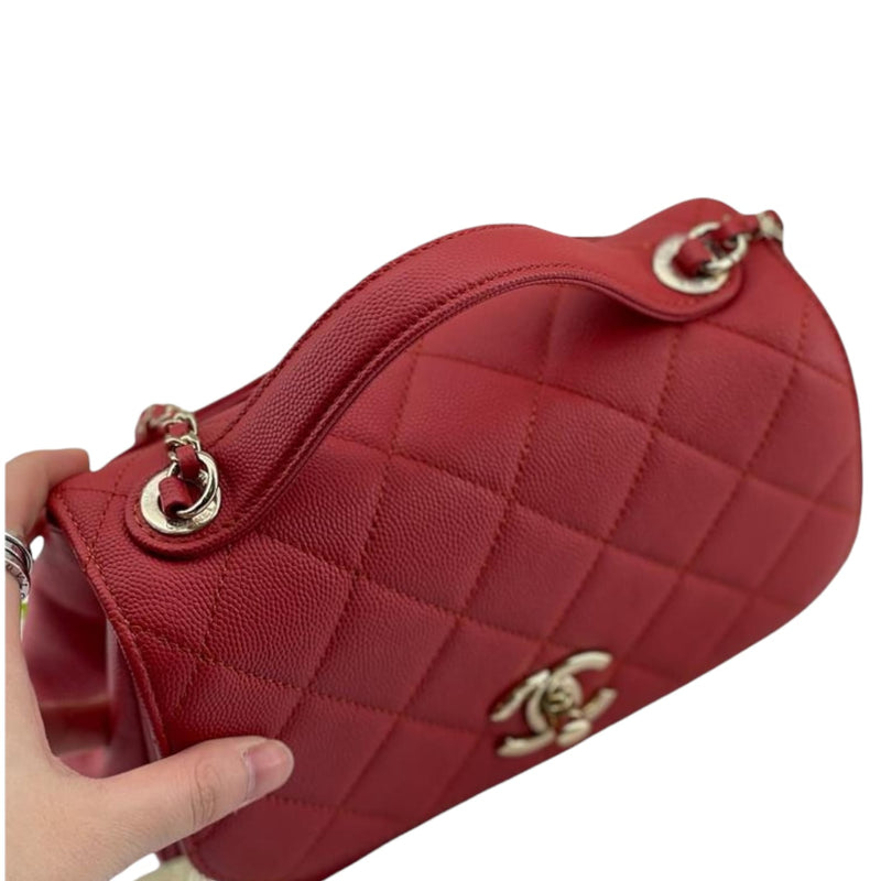 Chanel 2019 Coral Quilted Caviar Business Affinity Waist Bag