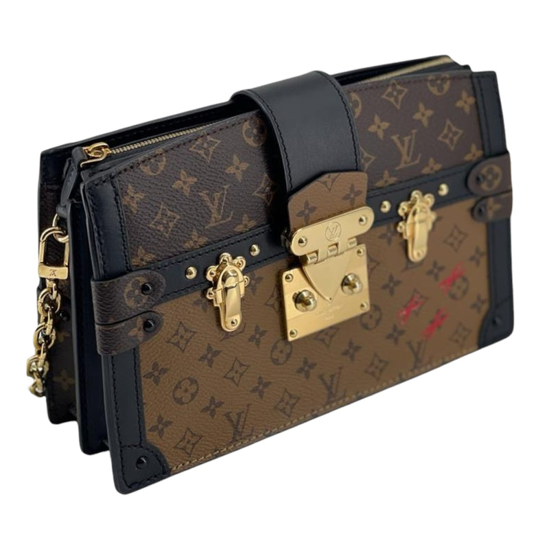 LOUIS VUITTON Trunk Clutch Reverse Monogram Crossbody Bag Brown