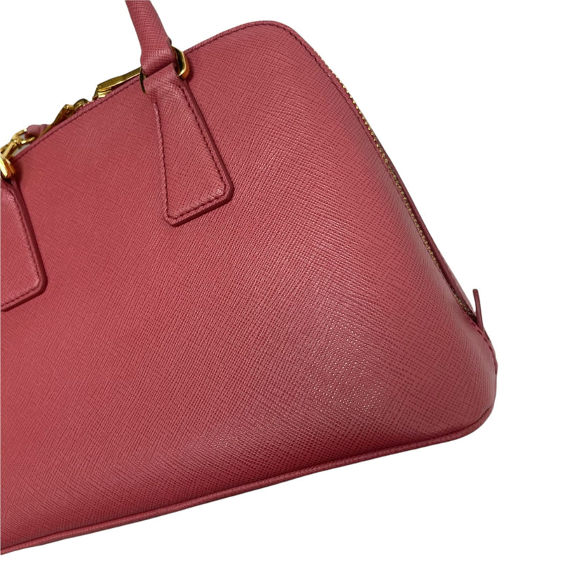 Prada Medium Saffiano Lux Promenade Handle Bag - Burgundy Handle