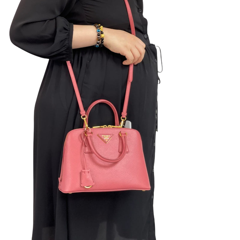 Pink Prada Small Saffiano Lux Promenade Satchel