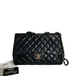 Jumbo Classic Single Flap Quilted Lambskin Black SHW