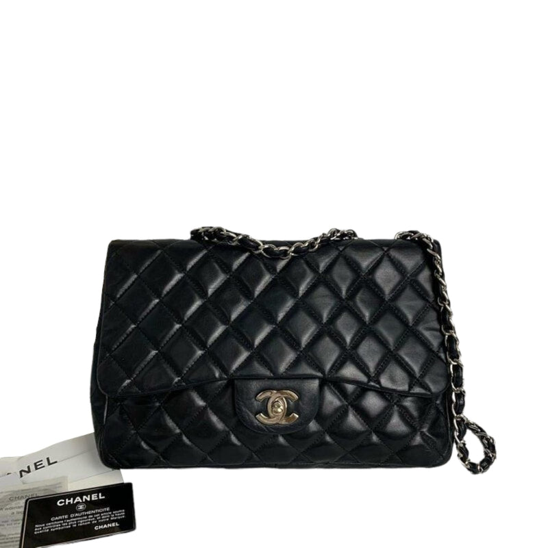 Jumbo Classic Single Flap Quilted Lambskin Black SHW