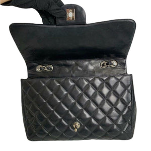 Jumbo Classic Single Flap Quilted Lambskin Black SHW