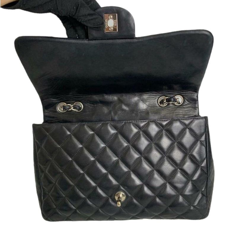 Jumbo Classic Single Flap Quilted Lambskin Black SHW