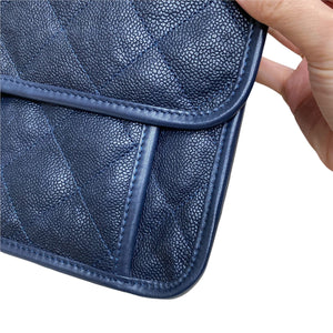 French Riviera Flap Caviar Navy Blue SHW