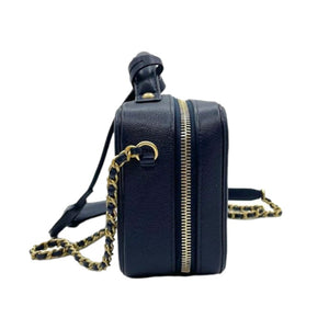 Small CC Filigree Vanity Case Caviar Blue GHW