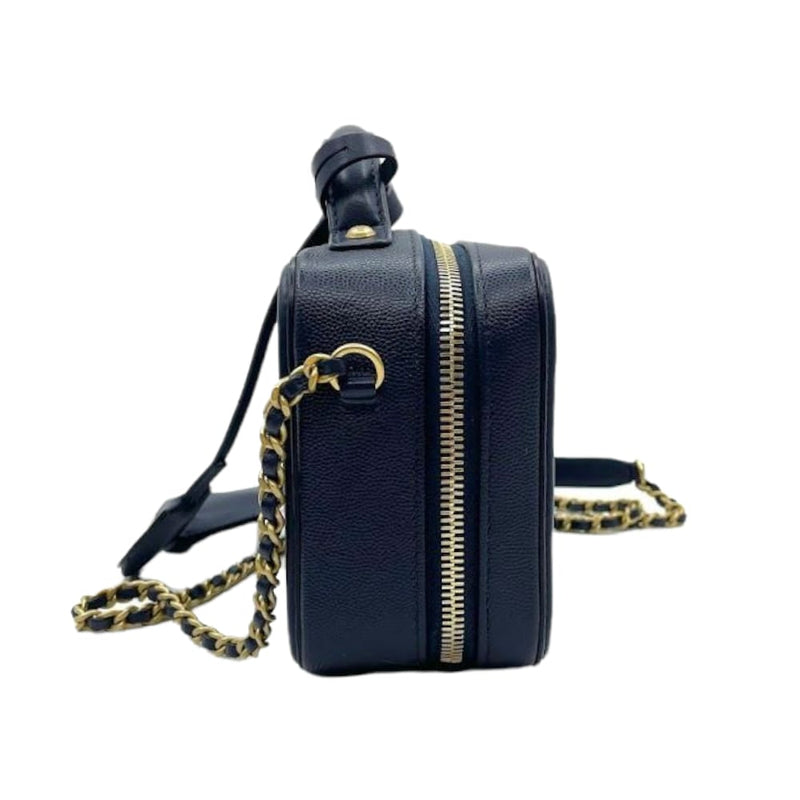 Small CC Filigree Vanity Case Caviar Blue GHW