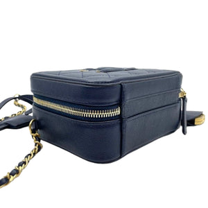 Small CC Filigree Vanity Case Caviar Blue GHW