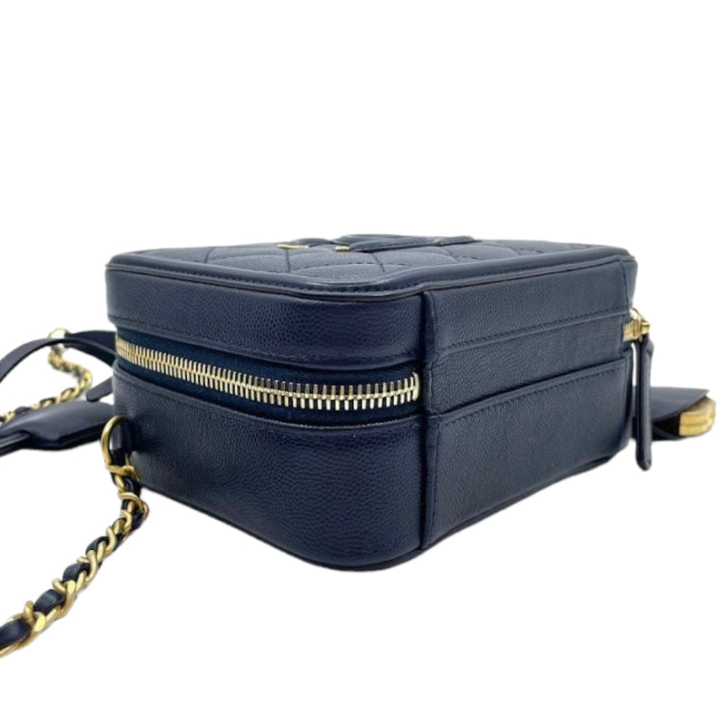 Small CC Filigree Vanity Case Caviar Blue GHW