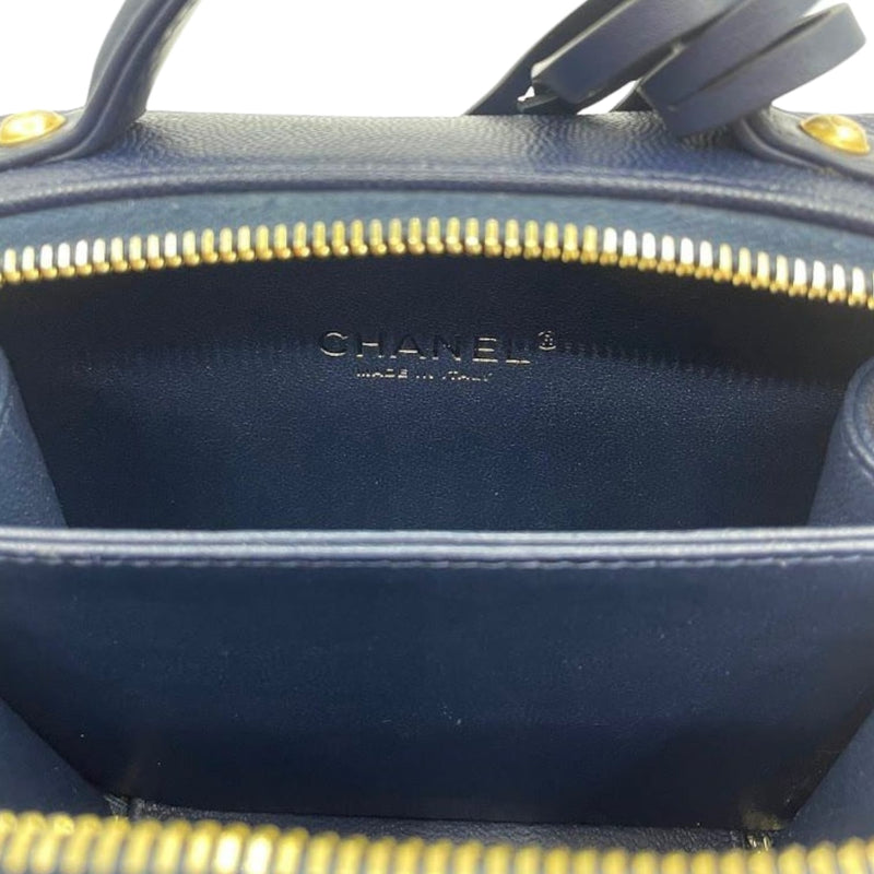 Small CC Filigree Vanity Case Caviar Blue GHW