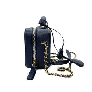 Small CC Filigree Vanity Case Caviar Blue GHW