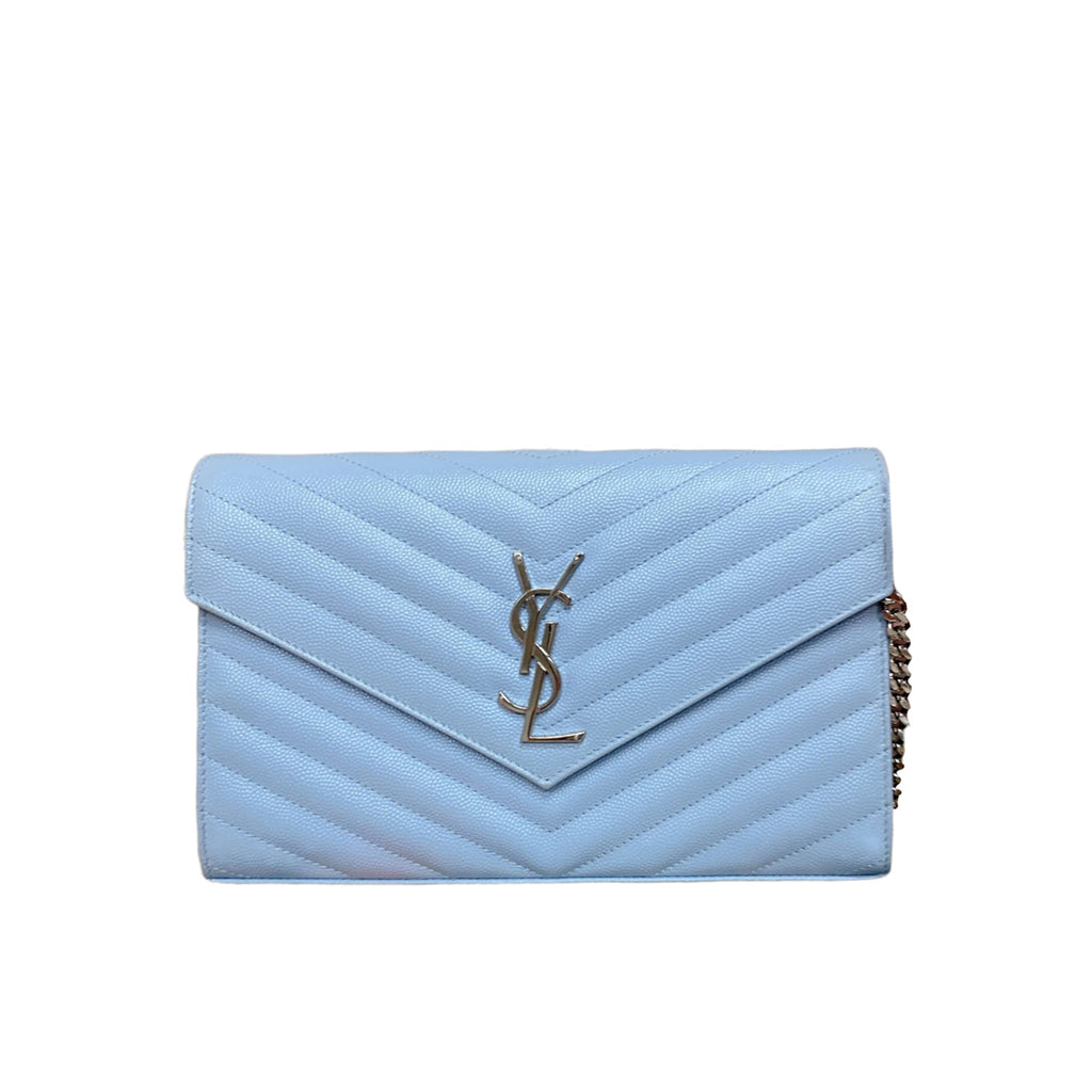 Envelope Chain Wallet Grain De Poudre Sky Blue SHW