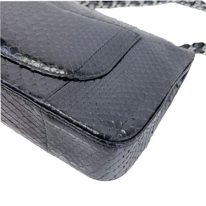 Medium Classic Double Flap Python Black SHW