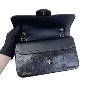 Medium Classic Double Flap Python Black SHW