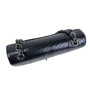 Medium Classic Double Flap Python Black SHW