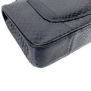 Medium Classic Double Flap Python Black SHW