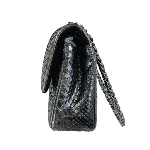 Medium Classic Double Flap Python Metallic Grey SHW