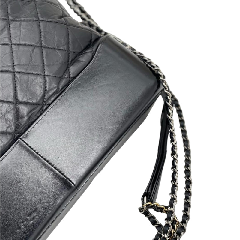 Chanel Gabrielle Hobo Bag Large Black in Calfskin with Silver/Gold-Tone - US