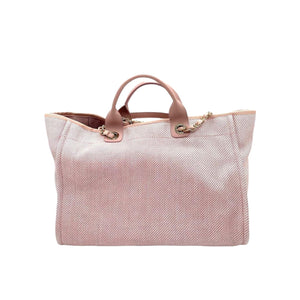 Medium Deauville Tote Mixed Fibers Rose Pink GHW