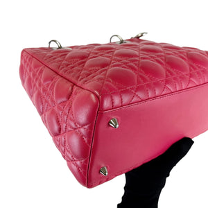 Medium Lady Dior Cannage Lambskin Red SHW